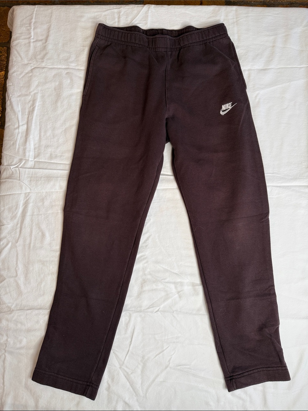 Nike Dark Brown Joggers with White Swoosh